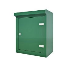 Picture of Green GRP Kiosk c/w single door/backboard/lock. 1160x935x600mm (HxWxD)