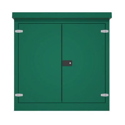 Picture of Green GRP Kiosk c/w double door/backboard/lock. 1260x1250x500mm (HxWxD)