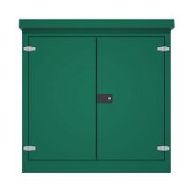 Picture of Green GRP Kiosk c/w double door/backboard/lock. 1260x1250x500mm (HxWxD)