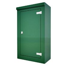 Picture of Green GRP Kiosk c/w single door/backboard/lock. 1250x750x400mm (HxWxD)