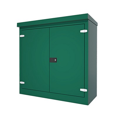 Picture of Green GRP Kiosk c/w double door/backboard/lock. 1260x1250x500mm (HxWxD)