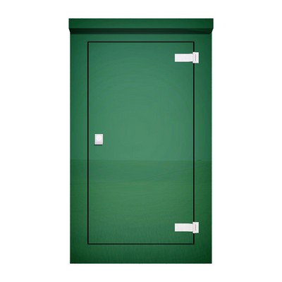 Picture of Green GRP Kiosk c/w single door/backboard/lock. 1250x750x400mm (HxWxD)