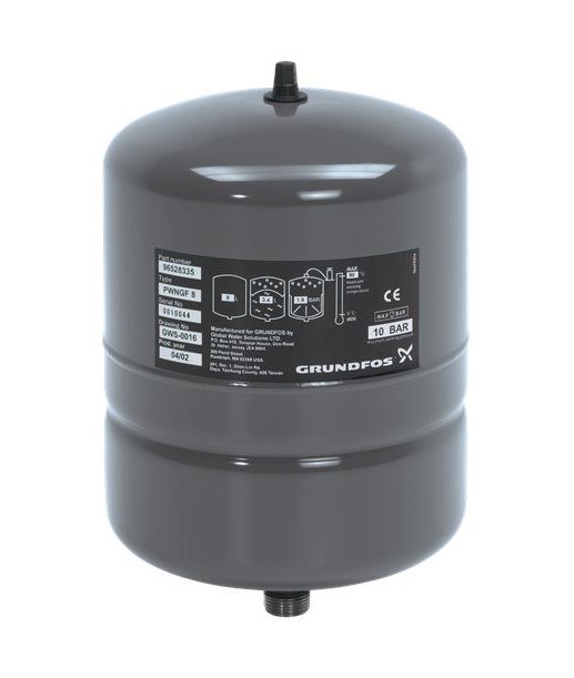Picture of Grundfos GT-H-8-V 8 litre vertical Pressure Vessel (diaphragm type). 10 Bar ¾"