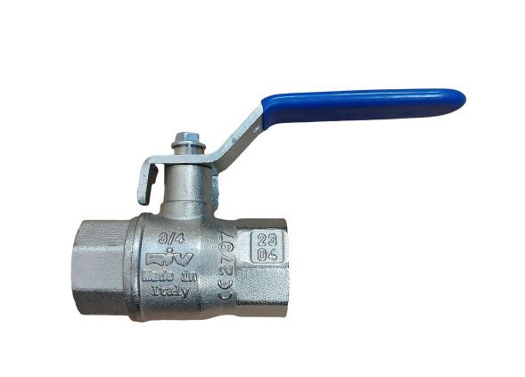 Picture of ¾'' BSPP full flow brass ball valve. PTFE seat & Viton seal. PN40. WRAS