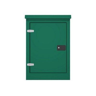 Picture of Green GRP Kiosk c/w single door/backboard/lock. 940x670x340mm (HxWxD)