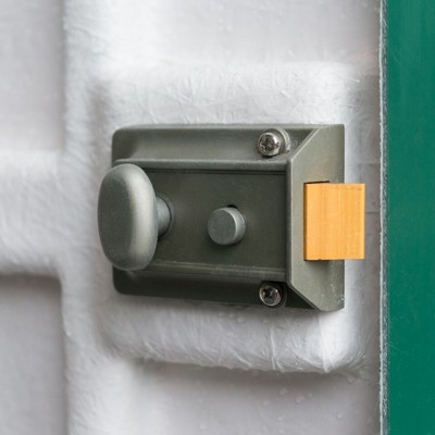 Picture of Green GRP Kiosk c/w walk-in double door/backboard/lock. 2000x2000x1000mm (HxWxD)